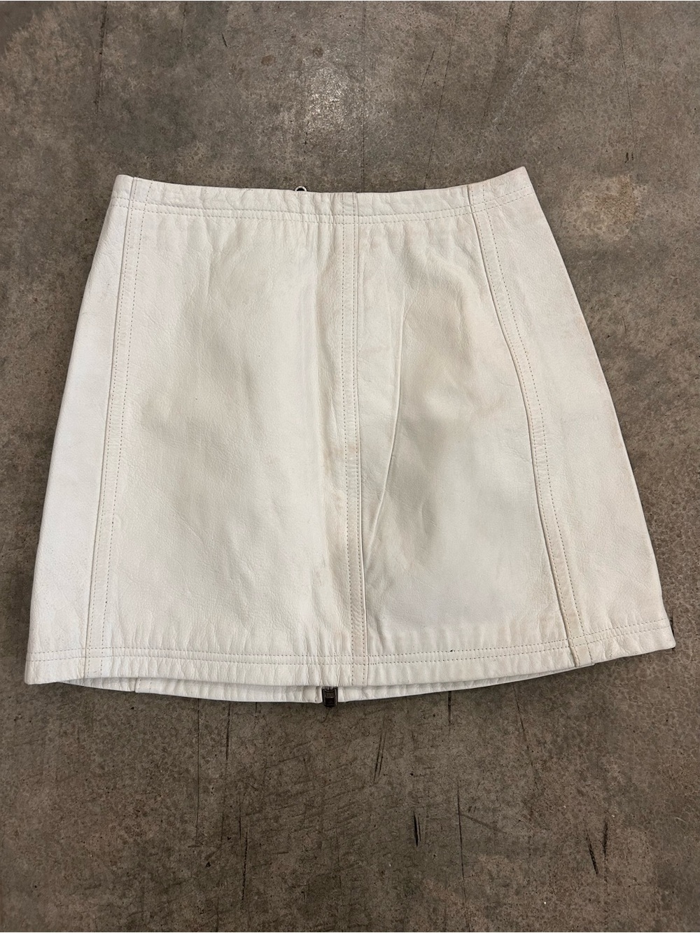 Maxima Wilsons Leather White Leather Mini Skirt Size 8 Y2K Zip Front AS IS